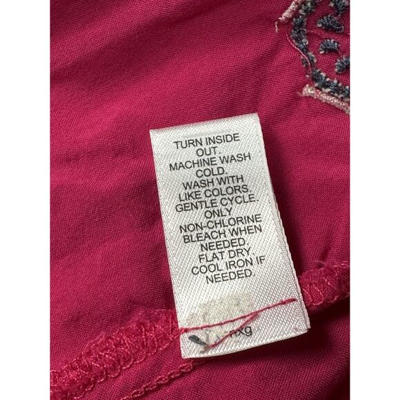 Est 1946 Boho Women’s Blouse Sz Small Cottage Core Pink Rayon Lace Up Neck - Picture 11 of 12